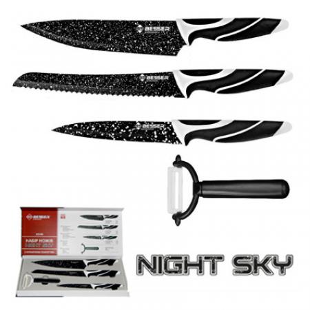 Ножи кухонные с керамическим покрытием "BESSER" "NIGHT SKY" 10146 (4 шт. )